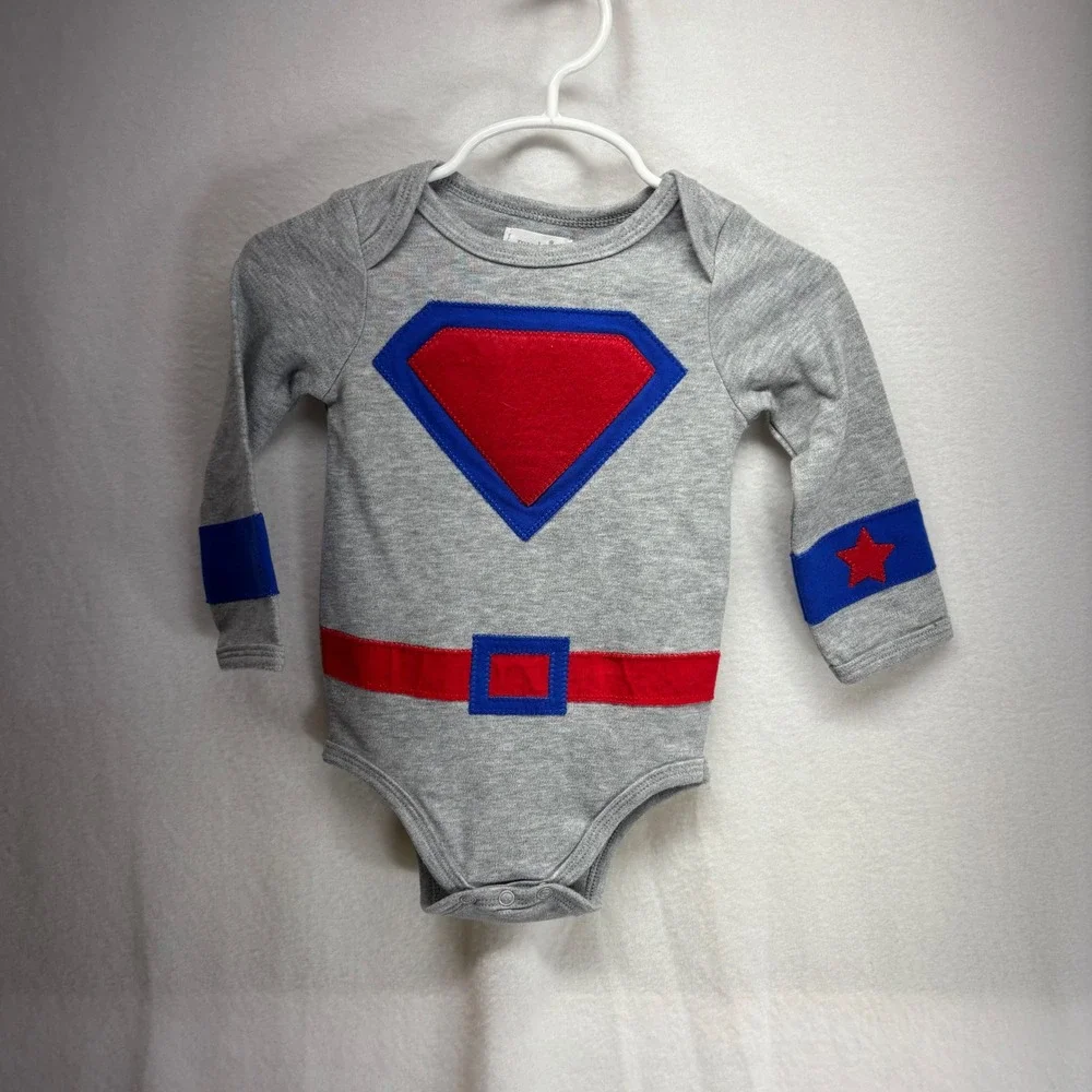 Mud Pie Baby Boys Girls Superhero Long Sleeve Bodysuit 9-12 Months‎